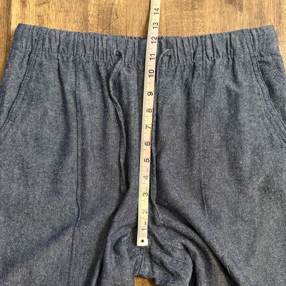 Gap Linen Blend Pull-On Pants Cropped High Rise Vacation Blue Women's Medium - Picture 5 of 10